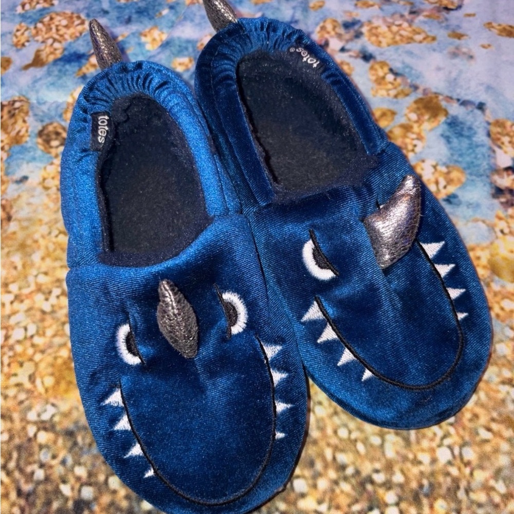 totes Blue Monster Kids Slippers